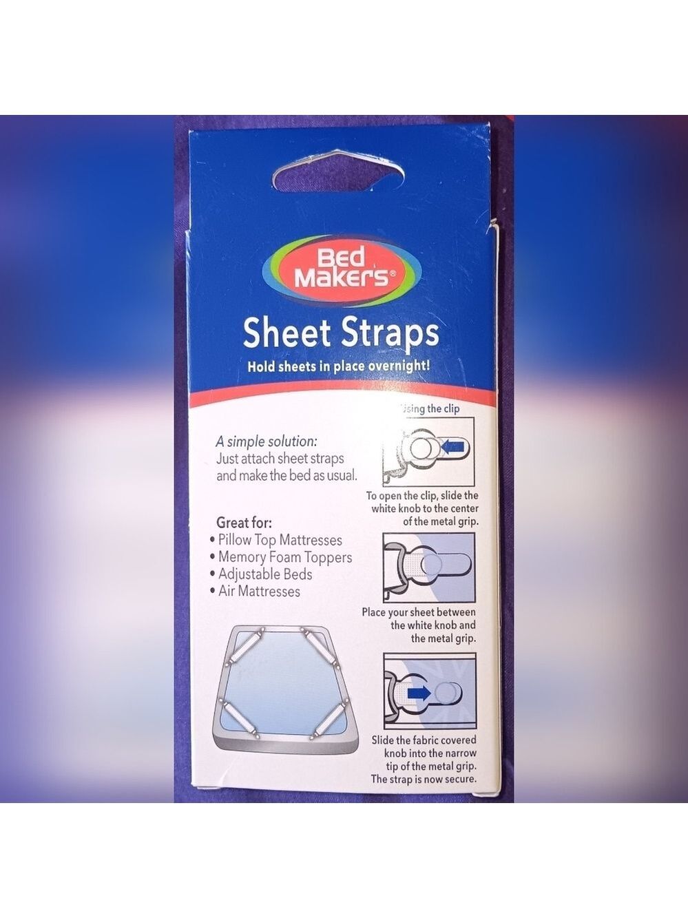 Bed Maker Sheet Straps White 4 Pack - Picture 2 of 2